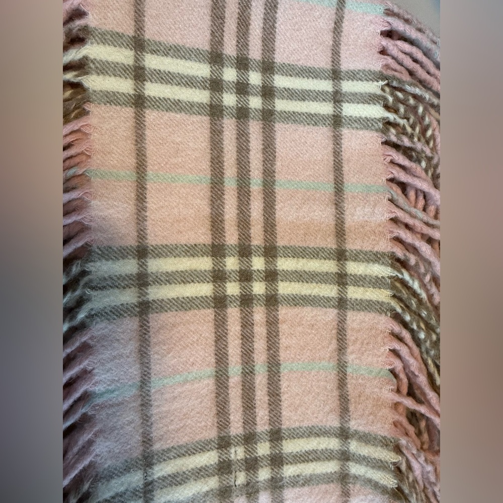Burberry Pink Plaid Cashmere Scarf